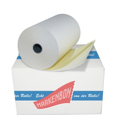 Uniwell TP 522 Papierrollen doppelt weiß / gelb 76/25/12 Bonrollen holzfrei [25m]